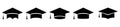 Set of graduation student black cap icons Royalty Free Stock Photo