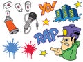 Set of graffiti and rap music elements