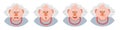 Set of grandmother facial emotions. Cute old woman in glasses with different expressions. Vector illustration on white background Royalty Free Stock Photo