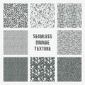 Set of grange seamless patterns. Simple vector scratch textures