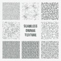 Set of grange seamless patterns. Simple vector scratch textures