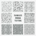 Set of grange seamless patterns. Simple vector scratch textures