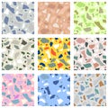 Vector  set of granite chip stone terrazzo floor texture. Abstract background, seamless pattern. Royalty Free Stock Photo