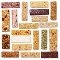 Set of granola bars muesli or cereal bar isolated on white Royalty Free Stock Photo