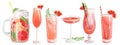 A set of grapefruit cocktails.Refreshing drinks, grapefruit juice, lemonade in a jar.Paloma cocktail, grapefruit martini. Royalty Free Stock Photo
