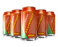 Set of grapefruit soda drinks in metal cans Royalty Free Stock Photo