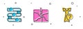 Set Graph, chart, diagram, Intersection point and Arrow icon. Vector