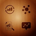 Set Graph chart infographic, Document with and Project team base on wooden background. Vector Royalty Free Stock Photo