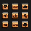 Set Graph chart infographic, SSL, Cloud download, Infographic of city map, New chat messages notification, Browser