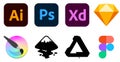 Set of graphic design software logo