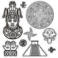 Set of graphic elements based on motives of art Native American Indian. Royalty Free Stock Photo