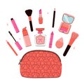 Set of graphic elements of makeup items. Vector graphics Royalty Free Stock Photo