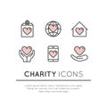 Set of Graphic Elements for Nonprofit Organizations and Donation Centre Royalty Free Stock Photo