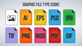 Set of graphic or Image File Formats icons. Vector illustration isolated on white background. Royalty Free Stock Photo