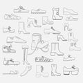 Set of graphic drawings shoes