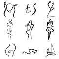 Set of graphic vector images of male and female figurines