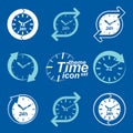 Set of graphic web vector 24 hours timers, around-the-clock flat Royalty Free Stock Photo