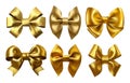 Set of graphical decorative Gold ribbon. Vector icon collection gift decoration