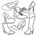 Set of graphics shoes silhouette. vector illustration Royalty Free Stock Photo