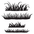 Set of grass, black silhouettes isolated on white background. Vector illustration