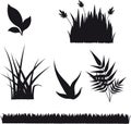 Set of grass and plant silhouettes Royalty Free Stock Photo