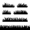 Set of grass silhouettes on the white background. Royalty Free Stock Photo