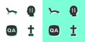 Set Graves funeral sorrow, Armchair, Question and Answer and Solution to the problem icon. Vector