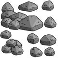 Set of gray cartoon granite stones of different shapes Royalty Free Stock Photo