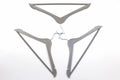 Set of gray clothes hangers on a white background Royalty Free Stock Photo