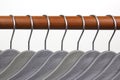 Set of gray clothes hangers on a white background Royalty Free Stock Photo