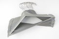 Set of gray clothes hangers on a white background Royalty Free Stock Photo