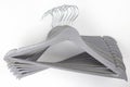 Set of gray clothes hangers on a white background Royalty Free Stock Photo