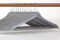 Set of gray clothes hangers on a white background Royalty Free Stock Photo