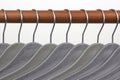 Set of gray clothes hangers on a white background Royalty Free Stock Photo