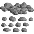 Set of gray granite stones of different shapes Royalty Free Stock Photo