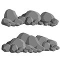 Set of gray granite stones of different shapes. Royalty Free Stock Photo
