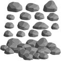 Set of gray granite stones of different shapes Royalty Free Stock Photo