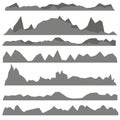 Set of Gray Mountain Silhouettes Royalty Free Stock Photo