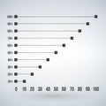Set of gray percentage charts for infographics, 0 10 20 30 40 5060 70 80 90 100 percent. Vector illustration. Royalty Free Stock Photo