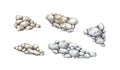 Set of gray stone pebbles in watercolor Royalty Free Stock Photo