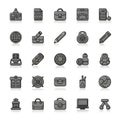Grayscale icons arranged in a 5x5 grid on a white background. Royalty Free Stock Photo