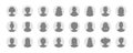 Default avatar silhouette profile icons set. Vector flat illustration in grayscale Royalty Free Stock Photo