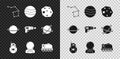 Set Great Bear constellation, Planet, Asteroid, Robot, Astronaut helmet, Mars rover, Saturn and Ray gun icon. Vector Royalty Free Stock Photo