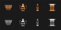 Set Greek ancient bowl, Broken amphorae, Bottle of wine and Decree, parchment, scroll icon. Vector Royalty Free Stock Photo