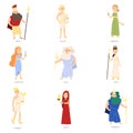 Set of greek ancient gods, different colorful character