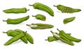 Set of Green anaheim peppers. Cartoon style. Royalty Free Stock Photo