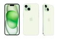 Set of Green Apple iPhone 15 mobile phone in different sides, on white background, vector illustration. The iPhone 15 and iPhone