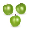Set of green apples on white background, Ripe apples, vector illustration