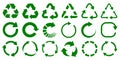 Set of green arrow recycle, means using recycled resources, recycling, arrows, recycle icon Ã¢â¬â vector