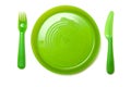 green baby plastic kitchen ware on white background Royalty Free Stock Photo